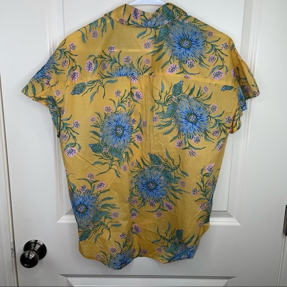 Madewell Ruffle Sleeve Button Down Top Painted Blooms XXS - Picture 8 of 16